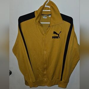Vintage Puma Men's Gold and Black Track Suit Jacket And Pants XL